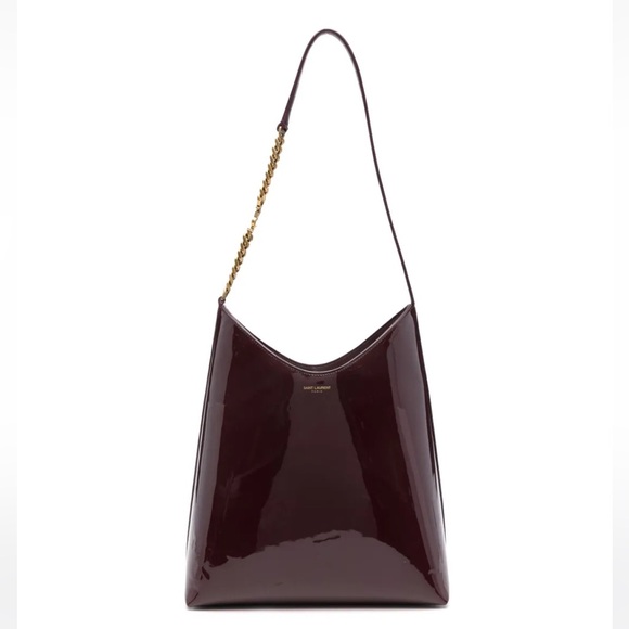 Saint Laurent Burgundy Patent Leather Shoulder Bag - Picture 1 of 13